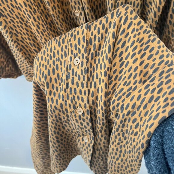 Garnet Hill Womens Leopard Print tencel & Spandex Dress With Belt & Button -Sz M - Picture 4 of 8